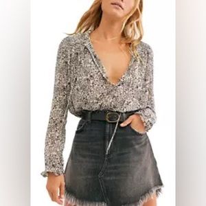 Free People Lela Floral Blouse Size Small